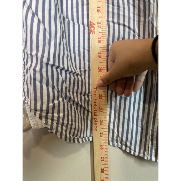 Everlane Organic Cotton Striped Button-Up Shirt Size 10 Blue White Collared - Picture 6 of 8